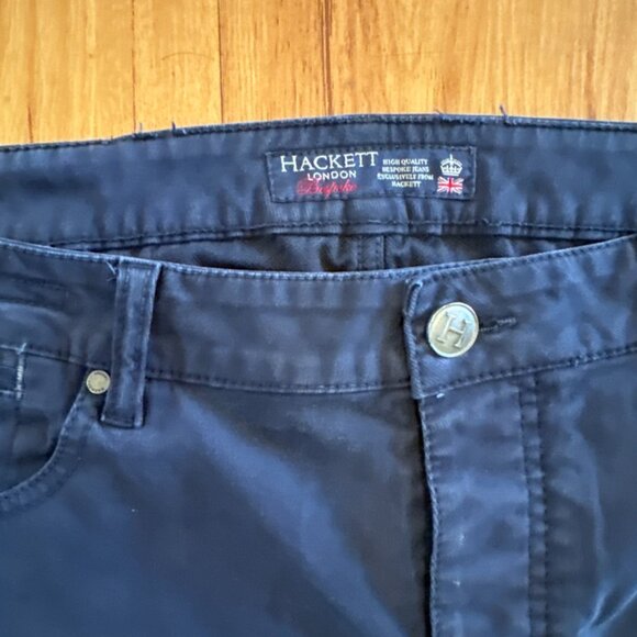 Hackett London Bespoke Navy Blue Men Pants Size 36R Button Fly 5 Pocket layout - Picture 5 of 9